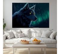 Genérico Decorativos Cuadro Animal Lobo De La Aurora Boreal Moderno Cuadro Lienzo Para Salón Dormitorio Comedor Oficina Decoración Pared Sin Marco Decorativos Cuadro