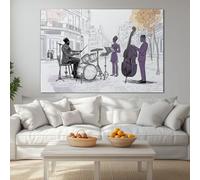 Genérico Decorativos Cuadro Banda De Jazz Callejera De La Ciudad Moderno Cuadro Lienzo Para Salón Dormitorio Comedor Oficina Decoración Pared Sin Marco Decorativos Cuadro