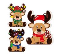 Genérico Deer Decorations - Tiered Tray Holiday Decor, 2D Mini Deer Figurines for Desk, Mantel Bookshelf and Entryway Festive Indoor Celebration, Christmas Party Centerpiece, Three Piece Set