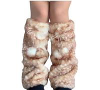 Genérico Deer Leg Warmers, Brown Deer Print Leg Warmers for Women, Faux Fur Deer Costume Legs Warmer (Brown,one size)
