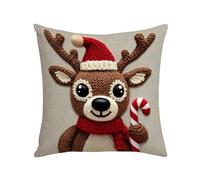 Genérico Deer Pillow Covers - 18x18in Soft Linen Cushion Case | Rustic Elk Print with Hidden Zipper & Washable Fabric Features for Seasonal Decor in Living Room and Farmhouse Style