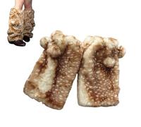 Genérico Deer Print Leg Warmers, Leg Warmers for Boots, Brown Fuzzy Animal Print Boot Covers for Women, Holiday Party Photo Props, Aesthetic Legwarmers, Fur Socks (Leg warmers-A)