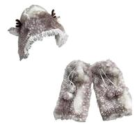 Genérico Deer Print Leg Warmers, Soft Thicken Furry Warmers for Women, Cozy Winter Animal Socks, Christmas Party (Grey Set)
