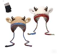 Genérico Deer Storage Hat- Festive Christmas Antler Hat, Creative Antler Hats & Bag 2-in-1 Practical and Adorable (C)