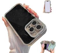 Genérico Defendcase New Double-Sided Diamond-Embedded Case for iPhone, Solid Color Anti-Drop All-Inclusive Phone Case with Lens Protection 16/15/14/13/12ProMax (Black,for iPhone 13Pro)