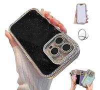 Genérico Defendcase New Double-Sided Diamond-Embedded Case for iPhone, Solid Color Anti-Drop All-Inclusive Phone Case with Lens Protection for iPhone 16/15/14/13/12ProMax (Black,for iPhone 14Pro)