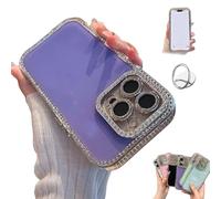 Genérico Defendcase New Double-Sided Diamond-Embedded Case for iPhone, Solid Color Anti-Drop All-Inclusive Phone Case with Lens Protection for iPhone 16/15/14/13/12ProMax (Purple,for iPhone 14ProMax)