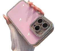 Genérico Defendcase New Double-Sided Diamond-Embedded Case for iPhone, Solid Color Anti-Drop All-Inclusive Phone Case, for iPhone 13/14/15/16 Pro MAX (Pink,For iPhone12pro)