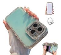 Genérico Defendcase New Double-Sided Diamond-Embedded Case for iPhone, Solid Color Anti-Drop All-Inclusive Phone Case with Lens Protection for iPhone 16/15/14/13/12ProMax (Blue,for iPhone 16ProMax)
