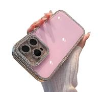 Genérico Defendcase New Double-Sided Diamond-Embedded Case for iPhone, Solid Color Anti-Drop All-Inclusive Phone Case, for iPhone 11/12/13/14/15/16 Pro MAX (for iPhone 14Pro,Pink)