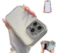 Genérico Defendcase New Double-Sided Diamond-Embedded Case for iPhone, Solid Color Anti-Drop All-Inclusive Phone Case with Lens Protection 16/15/14/13/12ProMax (White,for iPhone 13Pro)