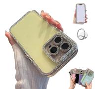 Genérico Defendcase New Double-Sided Diamond-Embedded Case for iPhone, Solid Color Anti-Drop All-Inclusive Phone Case with Lens Protection for iPhone 16/15/14/13/12ProMax (Yellow,for iPhone 12ProMax)