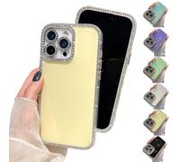 Genérico Defendcase New Double-Sided Diamond-Embedded Case for Phone, Solid Color Anti-Drop All-Inclusive, Phone Case with Lens Protection for Phones 16/15/14/13/12 Series (Yellow,13pro)
