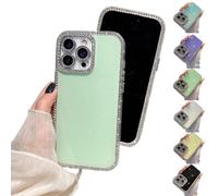 Genérico Defendcase New Double-Sided Diamond-Embedded Case for Phone, Solid Color Anti-Drop All-Inclusive, Phone Case with Lens Protection for Phones 16/15/14/13/12 Series (Green,13)