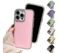Genérico Defendcase New Double-Sided Diamond-Embedded Case for Phone, Solid Color Anti-Drop All-Inclusive, Phone Case with Lens Protection for Phones 16/15/14/13/12 Series (Pink,12)
