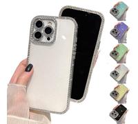 Genérico Defendcase New Double-Sided Diamond-Embedded Case for Phone, Solid Color Anti-Drop All-Inclusive, Phone Case with Lens Protection for Phones 16/15/14/13/12 Series (White,15)