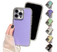 Genérico Defendcase New Double-Sided Diamond-Embedded Case for Phone, Solid Color Anti-Drop All-Inclusive, Phone Case with Lens Protection for Phones 16/15/14/13/12 Series (Purple,13)