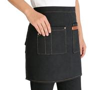 Generico Delantal con bolsillos - Medio delantal camareros | Diseño de limpieza de trabajo multi-bolsillos | Grembîule Vita tela resistente para cocina, cafetería, restaurante, casa Country, Negro