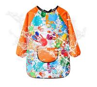 Genérico delantal de pintura infantil - delantal's impermeable para actividades artísticas, blusa infantil para cocina DIY pintura | Protección para escribir juegos de agua infantil, Naranja manga L