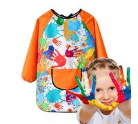 Genérico delantal de pintura infantil - delantal's impermeable para actividades artísticas, blusa infantil para cocina DIY pintura | Protección para escribir juegos de agua infantil, Naranja manga XL