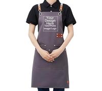 Genérico Delantal de Trabajo Personalizado con Logo/Impresión - Lona Impermeable Anti-manchas para Cocina, Jardinería y Soldadura (Gray)