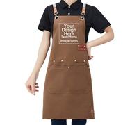 Genérico Delantal de Trabajo Personalizado con Logo/Impresión - Lona Impermeable Anti-manchas para Cocina, Jardinería y Soldadura (Brown)