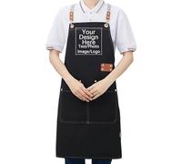 Genérico Delantal de Trabajo Personalizado con Logo/Impresión - Lona Impermeable Anti-manchas para Cocina, Jardinería y Soldadura (Black)