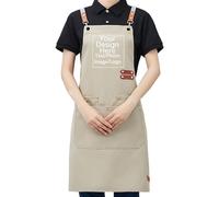 Genérico Delantal de Trabajo Personalizado con Logo/Impresión - Lona Impermeable Anti-manchas para Cocina, Jardinería y Soldadura (Khaki)