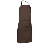 Genérico Delantal Profesional con Peto y Bolsillo Central Grande - 65% Poliéster 35% Algodón, 210g/m² - Hostelería, Cocina, Regalo (Marrón Nogal)