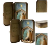 Genérico Delicate Sea Glass Nativity Scene, Handmade Miniature Christmas Nativity Set with Sea Glass Driftwood, Unique Portable Christian Coastal Ornament for Mom, Friends Ocean Lovers