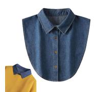 Genérico Denim False Collar - The Ultimate Layering Essential for Women, Fake Collar Detachable Dickey Blouse Half Shirts (Dark Blue Tip)