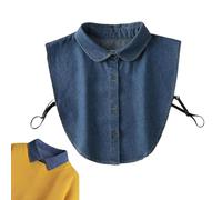 Genérico Denim False Collar - The Ultimate Layering Essential for Women, Fake Collar Detachable Dickey Blouse Half Shirts (Dark Blue Circle)