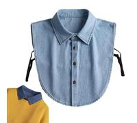 Genérico Denim False Collar - The Ultimate Layering Essential for Women, Fake Collar Detachable Dickey Blouse Half Shirts (Light Blue Tip)