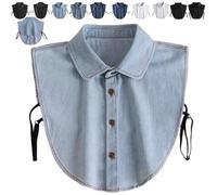 Genérico Denim False Collar - The Ultimate Layering Essential for Women, Stylish Elegant Adjustable Detachable Half Shirt False Collars Top (Square-Light Blue)