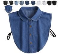 Genérico Denim False Collar - The Ultimate Layering Essential for Women, Stylish Elegant Adjustable Detachable Half Shirt False Collars Top (Square-Blue)