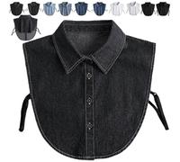 Genérico Denim False Collar - The Ultimate Layering Essential for Women, Stylish Elegant Adjustable Detachable Half Shirt False Collars Top (Sharp-Black)