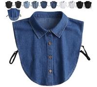 Genérico Denim False Collar - The Ultimate Layering Essential for Women, Stylish Elegant Adjustable Detachable Half Shirt False Collars Top (Sharp-Blue)