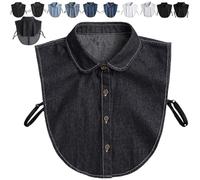 Genérico Denim False Collar - The Ultimate Layering Essential for Women, Stylish Elegant Adjustable Detachable Half Shirt False Collars Top (Square-Black)