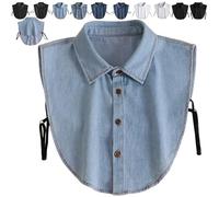 Genérico Denim False Collar - The Ultimate Layering Essential for Women, Stylish Elegant Adjustable Detachable Half Shirt False Collars Top (Sharp-Light Blue)