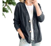 Generico Denim Jacket for Women Denim Jacket Cardigan Womens Classic Button Front Breathable Stretch Lightweight V Neck (#1,4XL)