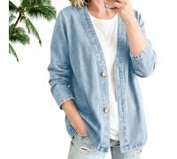 Generico Denim Jacket for Women Denim Jacket Cardigan Womens Classic Button Front Breathable Stretch Lightweight V Neck (#5,4XL)