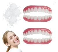 Genérico Dentadura De Silicona Dientes Postizos con Pegamento Dentadura Postiza Premium Protesis Dental Dentaduras Postizas Completas para Hombres Y Mujeres,2pairs