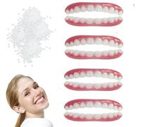 Genérico Dentadura De Silicona Dientes Postizos con Pegamento Dentadura Postiza Premium Protesis Dental Dentaduras Postizas Completas para Hombres Y Mujeres,4pairs