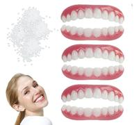 Genérico Dentadura De Silicona Dientes Postizos con Pegamento Dentadura Postiza Premium Protesis Dental Dentaduras Postizas Completas para Hombres Y Mujeres,3pairs