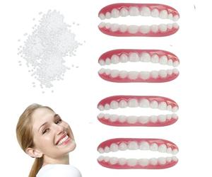 Genérico Dentadura De Silicona Dientes Postizos con Pegamento Dentadura Postiza Premium Protesis Dental Dentaduras Postizas Completas para Hombres Y Mujeres
