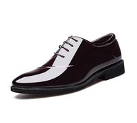 Genérico Derbies Hombre Marrón Barniz Cordones Grandes Tallas Zapatos Formales Elegantes para Boda Oficina y Eventos Especiales Cómodos para Uso Diario, marrón, 39 EU