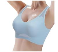 Genérico Desechable Gato Sujetador Inalámbrico para Mujeres, Sujetador Super Fruncido, Anti-flacidez de los senos, Sujetador de flexión elevable para Mujeres Mayores Camisola de Encaje de Seda, azul