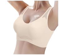 Genérico Desechable Gato Sujetador Inalámbrico para Mujeres, Sujetador Super Fruncido, Anti-flacidez de los senos, Sujetador de flexión elevable para Mujeres Mayores Camisola de Encaje de Seda, beige