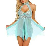 Genérico Deseo en Lencería Ropa interior Encaje Lencería Sleepwear Nightgown Mujeres Vestido Sexy Lencería Body Sexy Chic, verde, S