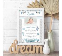 Genérico Deseografico - Cuadro Nacimiento Bebe Personalizado, Laminas Infantiles, Natalicio Bebe Personalizado, Regalos Personalizados, Cuadro Natalicio. Incluye marco.